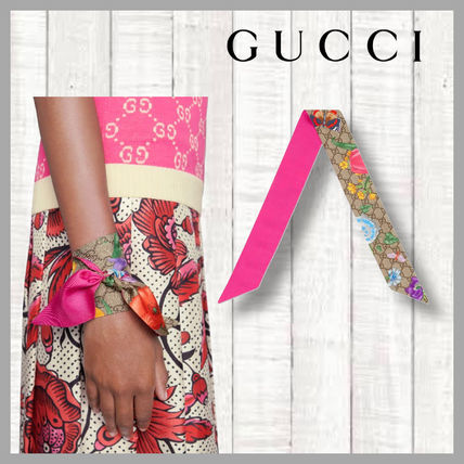 GUCCI Gg Silk Neck Bow With Flora Print 555164 3G001 5600 