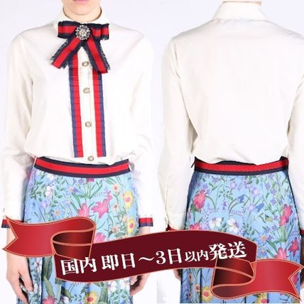 GUCCI Long Sleeves Plain Cotton Medium With Jewels Elegant Style 451007 