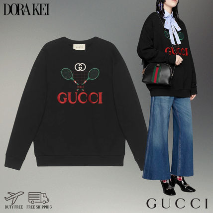 GUCCI U Neck Long Sleeves Cotton Medium Logo HoodiesSweatshirts 