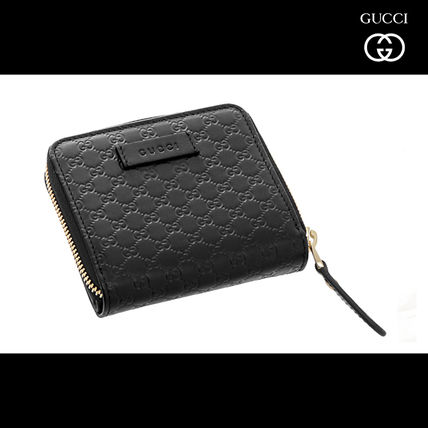 GUCCI Monogram Unisex Leather Folding Wallet Long Wallet 