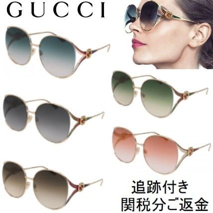 GUCCI 2019 SS Round Frame Metal Sunglasses GG0225S 