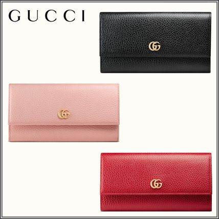 GUCCI GG Marmont Unisex Plain Leather Logo Long Wallets 456116 CAO0G 6433 456116 CAO0G 1000 456116 CAO0G 5909 