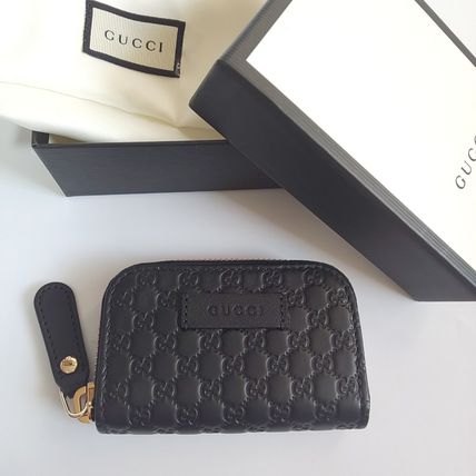 GUCCI Plain Leather Long Wallet Logo Coin Cases 449896 