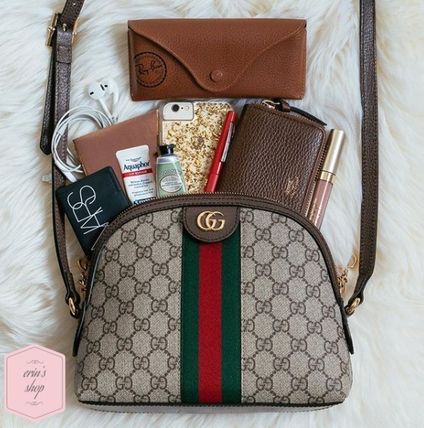GUCCI Ophidia 2018 SS Stripes Monogram Canvas Blended Fabrics Elegant Style 