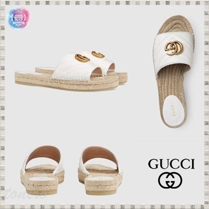 GUCCI 2019 SS Leather Espadrille Sandal 573028BKO009014 