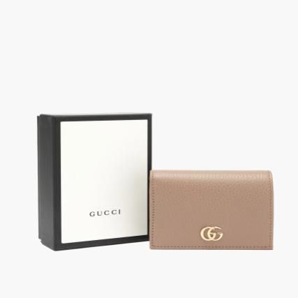 GUCCI GG Marmont 2020 SS Plain Leather Folding Wallet Logo Folding Wallets 