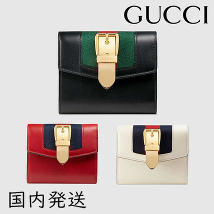 GUCCI 2018 19AW Leather Folding Wallet Folding Wallets