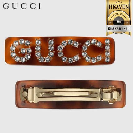 GUCCI 2020 SS Crystal Gucci Single Hair Barrette