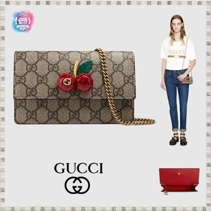 GUCCI GG Supreme 2020 21AW Gg Supreme Mini Bag With Cherries
