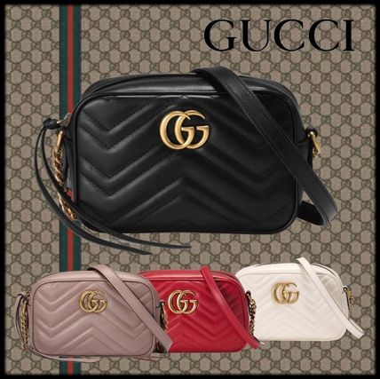 GUCCI GG Marmont 2019 SS Plain Leather Elegant Style Crossbody Logo Shoulder Bags