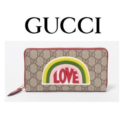 GUCCI GG Supreme Monogram PVC Clothing Long Wallet Long Wallets 