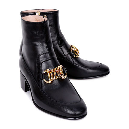 GUCCI 2019 20AW Leather Logo Boots Boots 