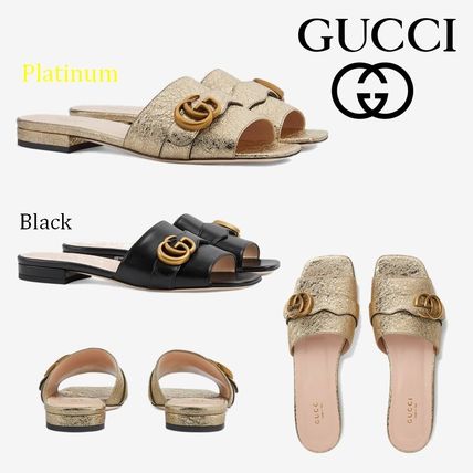 GUCCI GG Marmont 2020 SS Open Toe Casual Style Plain Leather Elegant Style Logo 
