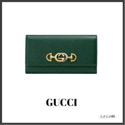 GUCCI 2019 SS Plain Leather Logo Long Wallets 573612 1B90X 3154 