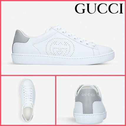 GUCCI 2020 SS Unisex Plain Leather Logo Low Top Sneakers 