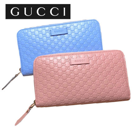 GUCCI Unisex Leather Long Wallet Logo Long Wallets 