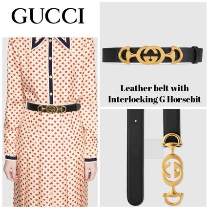 GUCCI 2020 SS Leather Belt With Interlocking G Horsebit