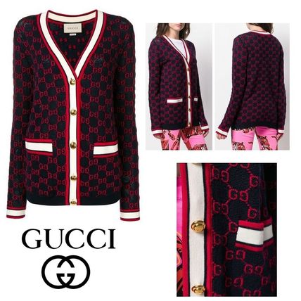 GUCCI 2020 SS Casual Style Wool Long Sleeves Long Logo Cardigans 