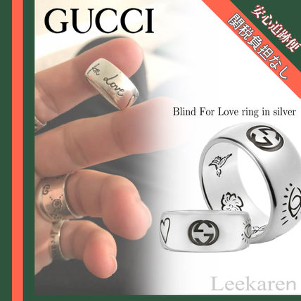 GUCCI "Blind For Love" Ring In Silver 455248 J8400 0701 