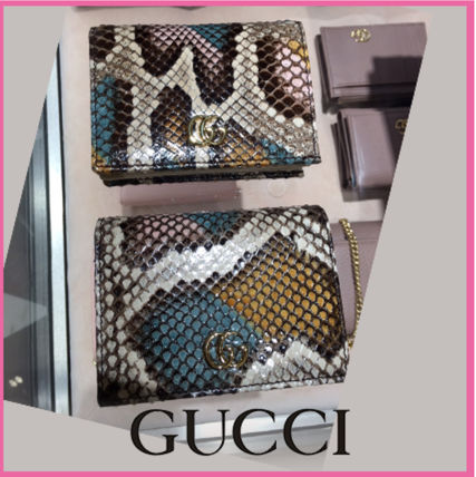 GUCCI 2019 20AW Python Folding Wallet Logo Folding Wallets 
