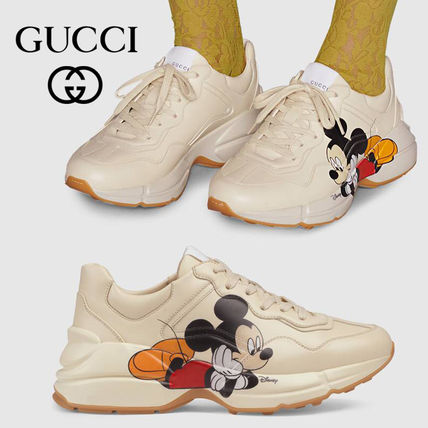 GUCCI RHYTON Unisex Leather Low Top Sneakers 