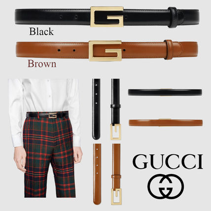 GUCCI 2019 SS Plain Leather Elegant Style Belts