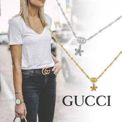 GUCCI Casual Style Flower Chain 18K Gold Office Style 