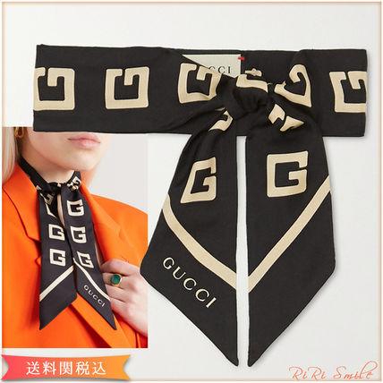 GUCCI Flower Patterns Silk Lightweight ScarvesShawls 