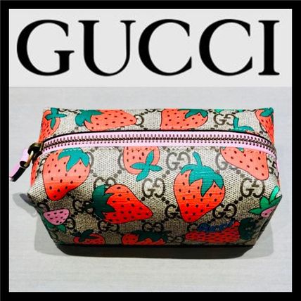 GUCCI GG Supreme 2019 SS Monogram Canvas Blended Fabrics PouchesCosmetic Bags 576217 GZRAT 8483 