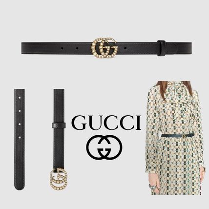 GUCCI Casual Style Plain Leather Party Style Elegant Style Logo 