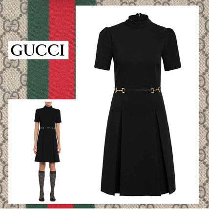 GUCCI 2020 SS Medium Short Sleeves Elegant Style Formal Style Dresses 