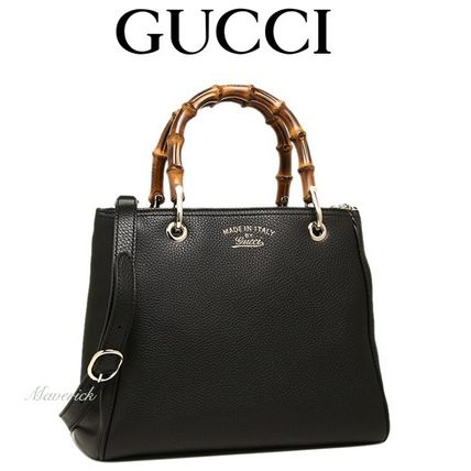 GUCCI 2WAY Plain Leather Handbags 