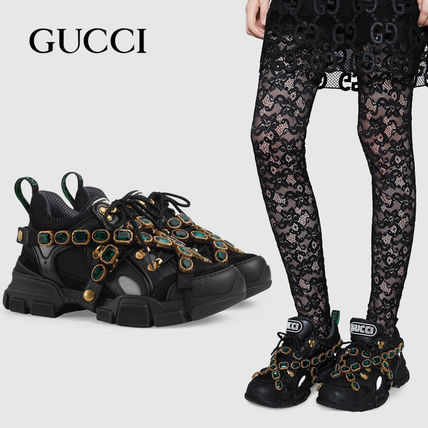 GUCCI Platform Casual Style Unisex Street Style Leather 