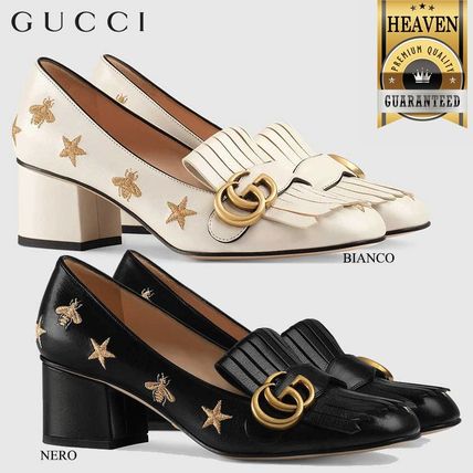 GUCCI 2020 SS Embroidered Leather Mid Heel Pump 551548 D3V00 1000 551548 D3V00 9022 