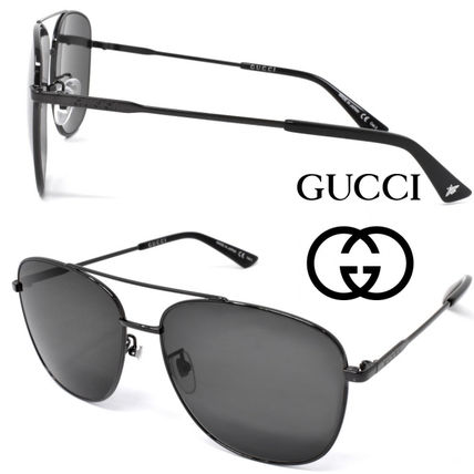 GUCCI Navigator Metal Sunglasses GG0410SK 001 
