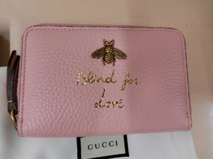 GUCCI Leather Long Wallet Logo Card Holders 