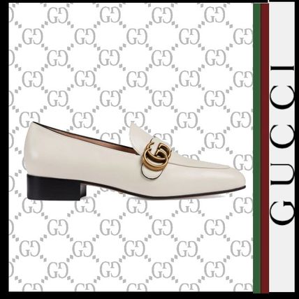GUCCI 2020 SS Square Toe Casual Style Plain Leather Block Heels