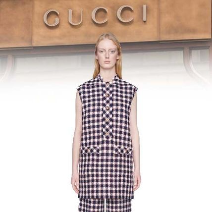 GUCCI 2019 20AW Short Casual Style Tweed Sleeveless Dresses 