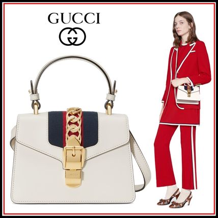GUCCI Sylvie 2WAY Leather Elegant Style Logo Shoulder Bags 