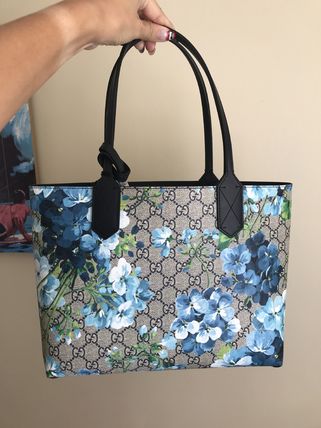 GUCCI Flower Patterns Monogram Leather PVC Clothing Elegant Style 