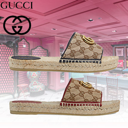 GUCCI 2020 21AW Open Toe Casual Style Leather Elegant Style Logo Sandals