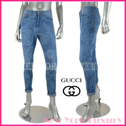 GUCCI Flower Patterns Paisley Denim Long Jeans 333222 4001 