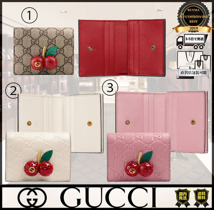 GUCCI GG Supreme 2019 SS Unisex Street Style Logo Folding Wallets 