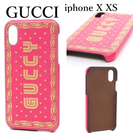 GUCCI Star Leather iPhone X iPhone XS Logo Smart Phone Cases 