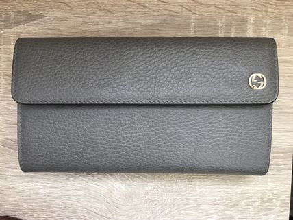GUCCI Grey Leather Continental Long Flap Wallet 