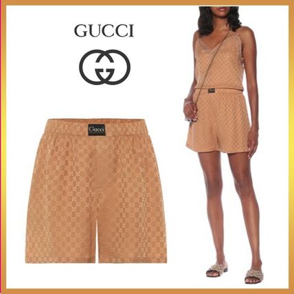 GUCCI Casual Style Silk Logo Shorts 