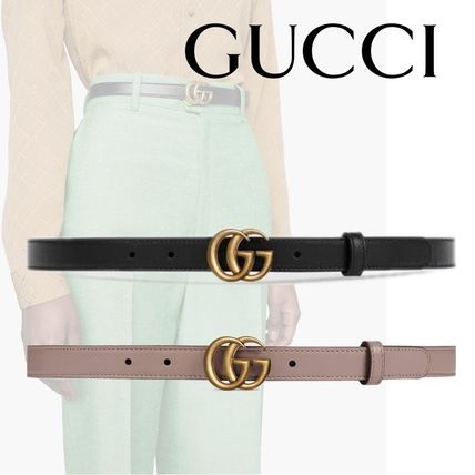 GUCCI Casual Style Plain Leather Belts 