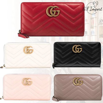 GUCCI GG Marmont 2019 SS Monogram Unisex Calfskin Plain Long Wallet Logo 