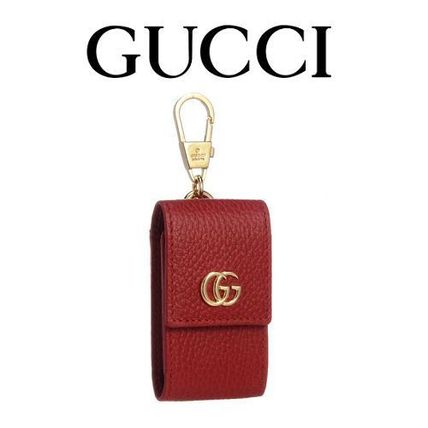 GUCCI 2018 19AW Plain Leather KeychainsBag Charms 
