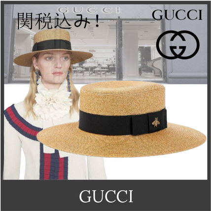 GUCCI Straw Boaters Straw Hats 4546673HA28 